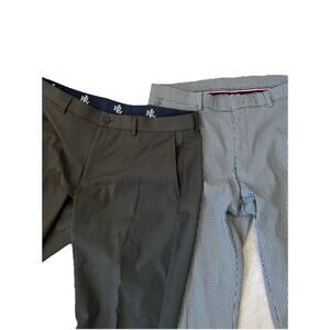 Tommy Hilfiger & POLO Men 34 X 30 Th Flex Stretch Pants Plaid/Black Golf Lot 2